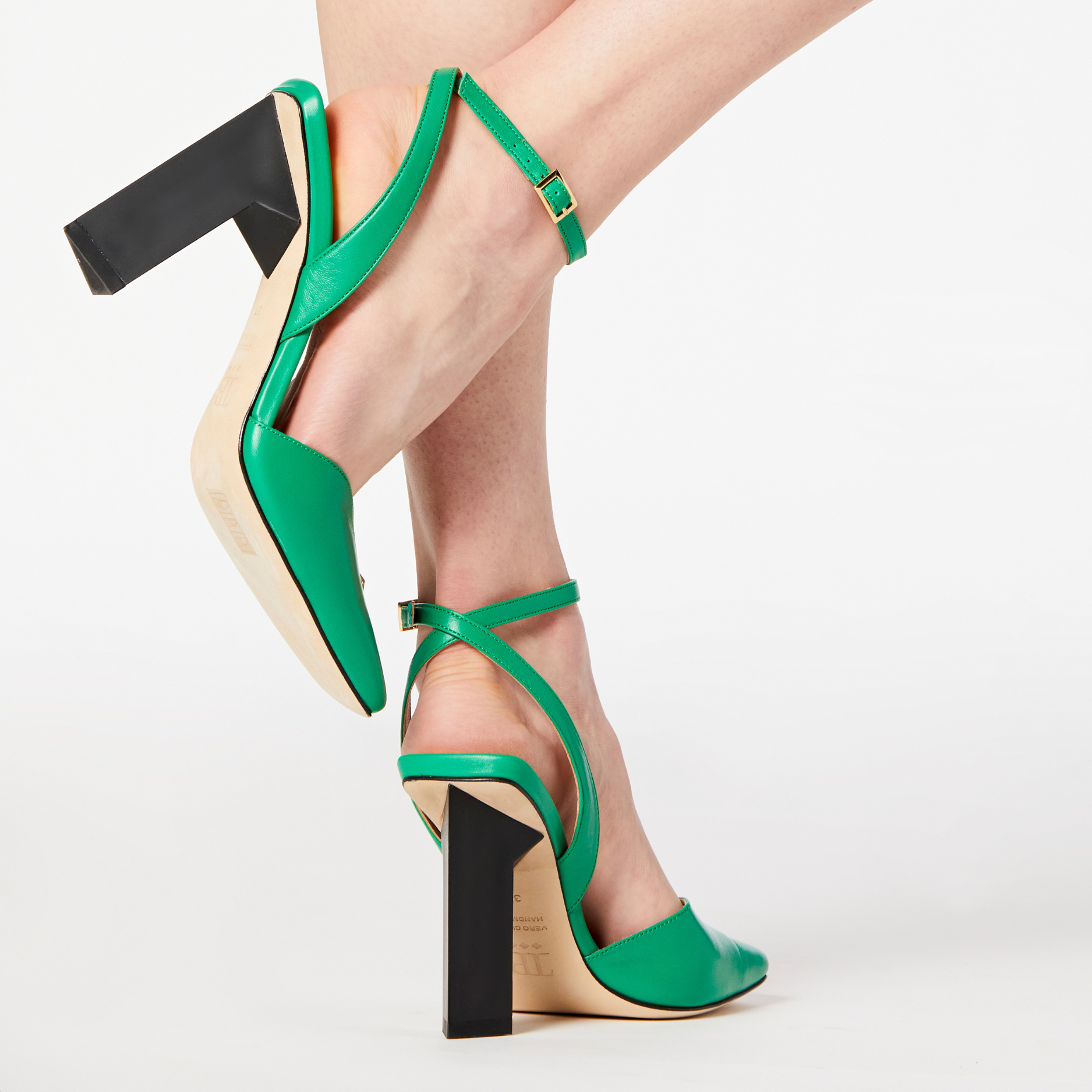 Hope Ankle Strap High Heels in Green