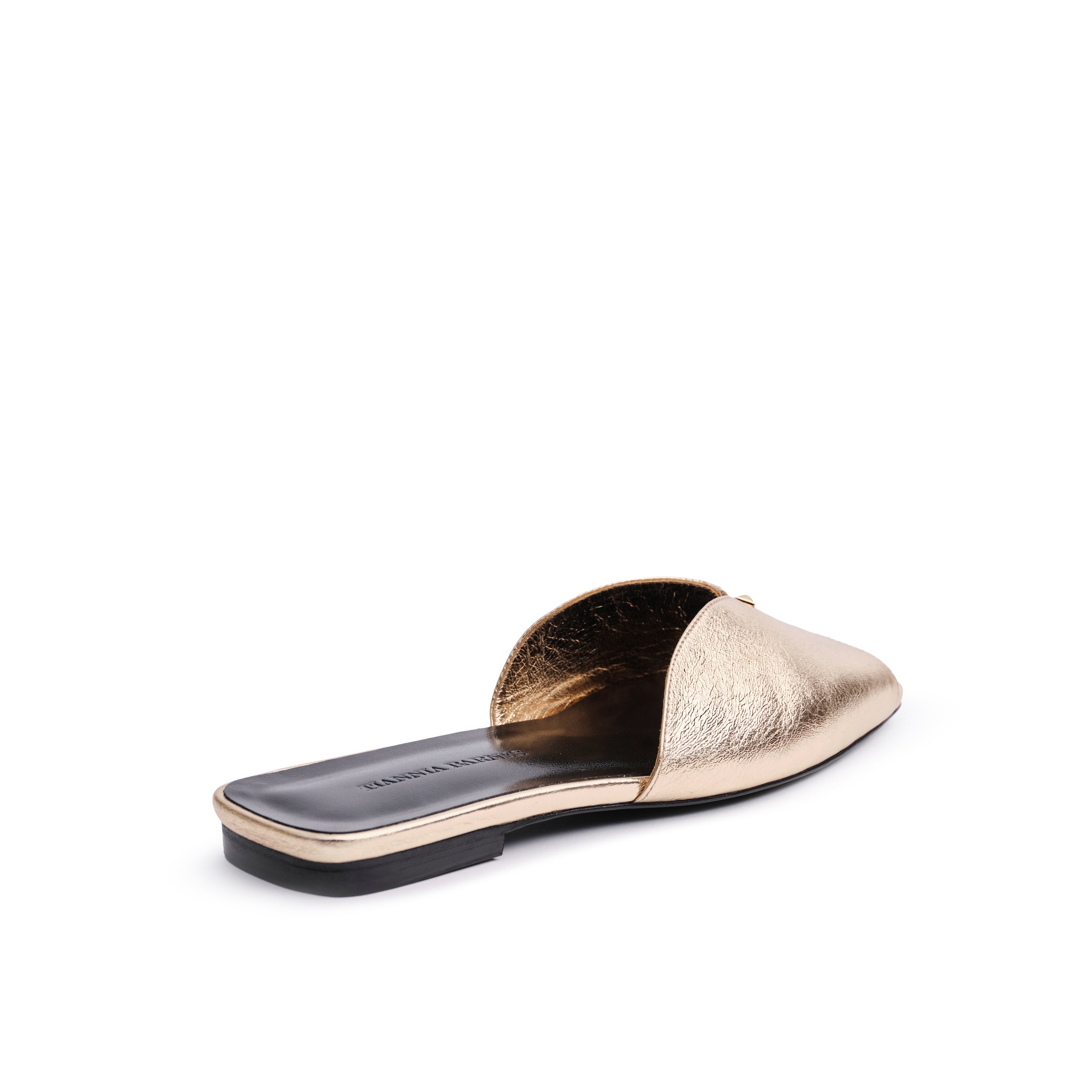 Taylor Open Toe Metallic Flat Slides in Gold