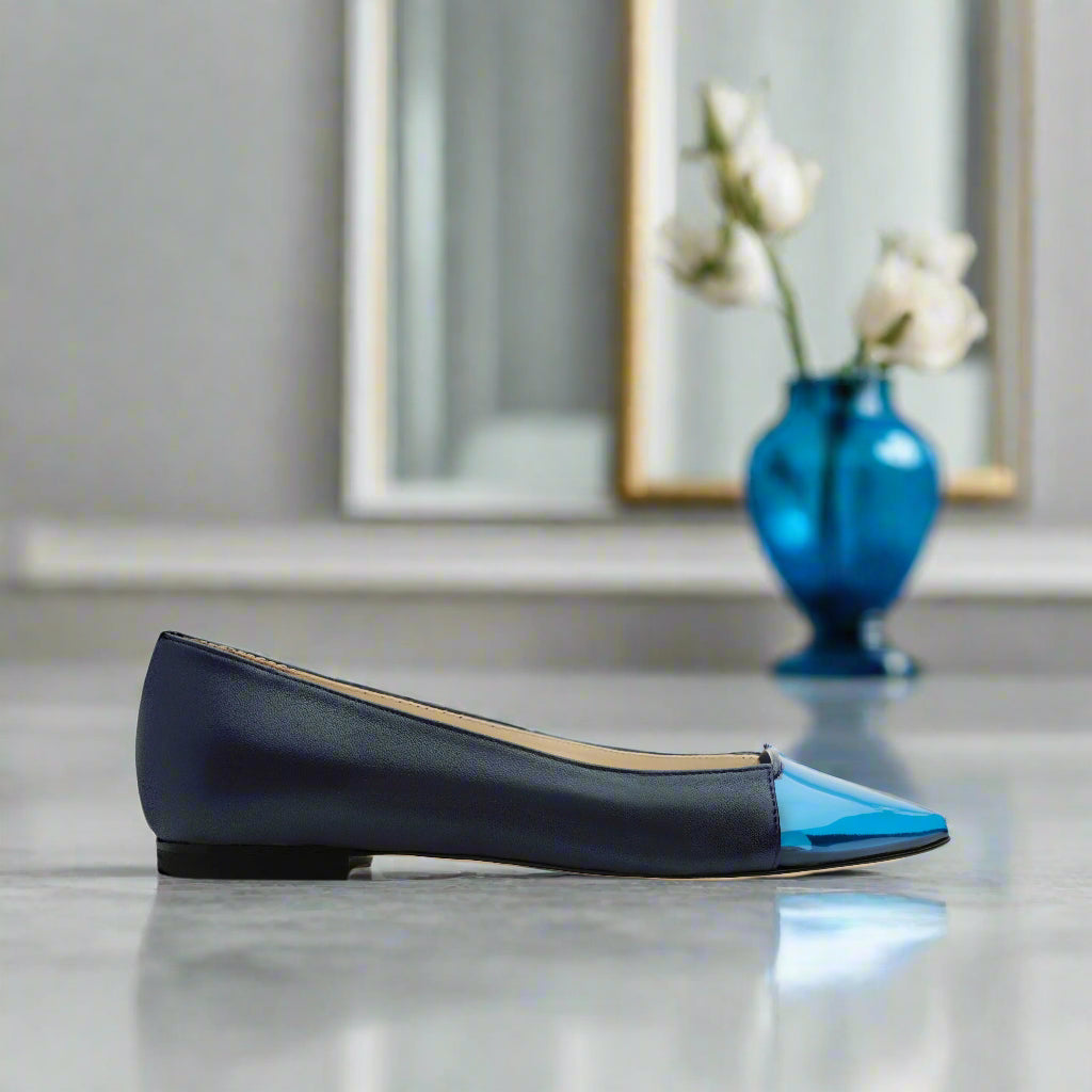 Lady O Two-Toned Blue Ballet Flats