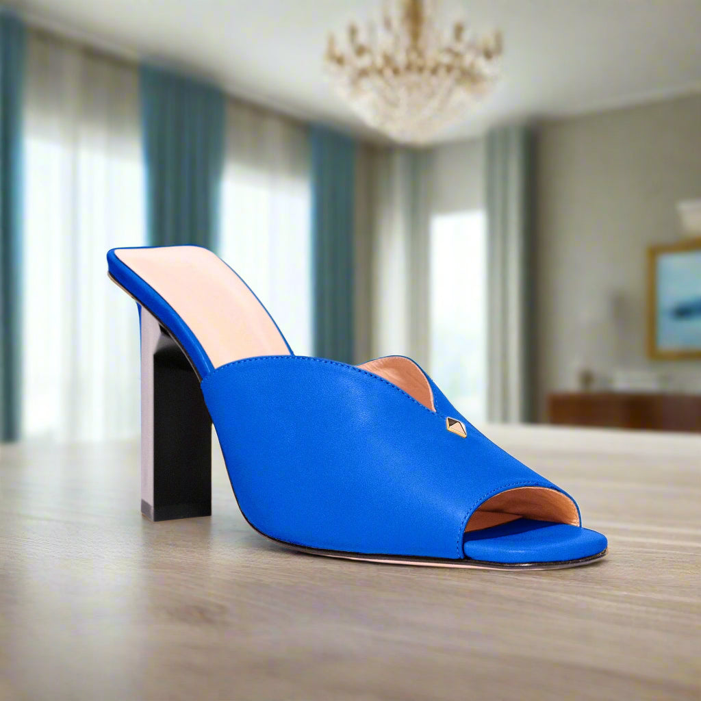 Cobalt Blue Tiffany Mule Heels – High - Tiannia Barnes