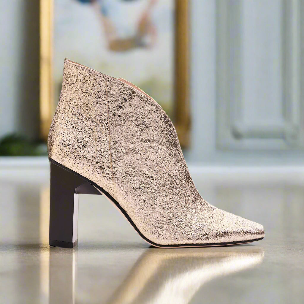 Sancy Ankle Bootie Gold - Tiannia Barnes