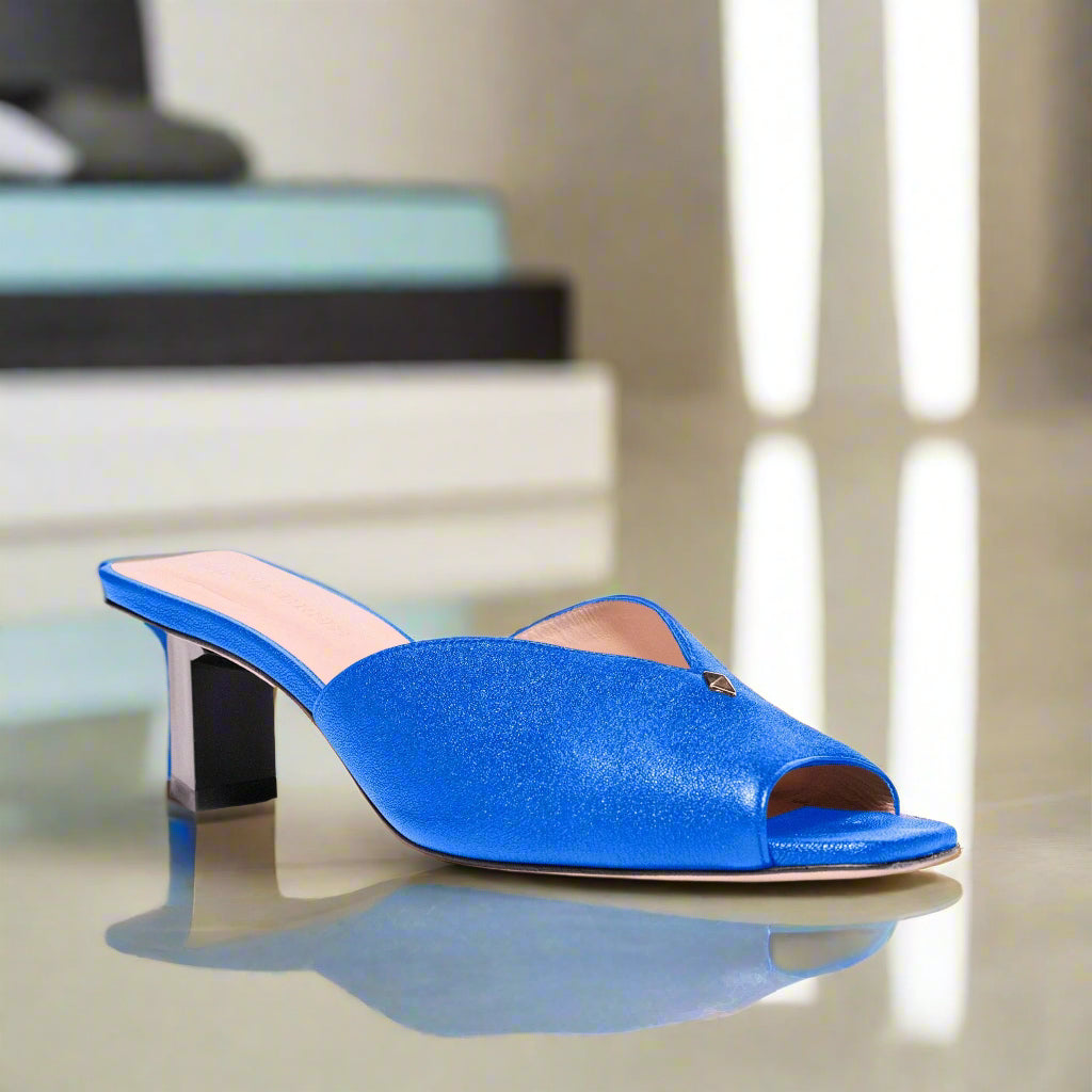 Cobalt Blue Tiffany Mule Heels Low