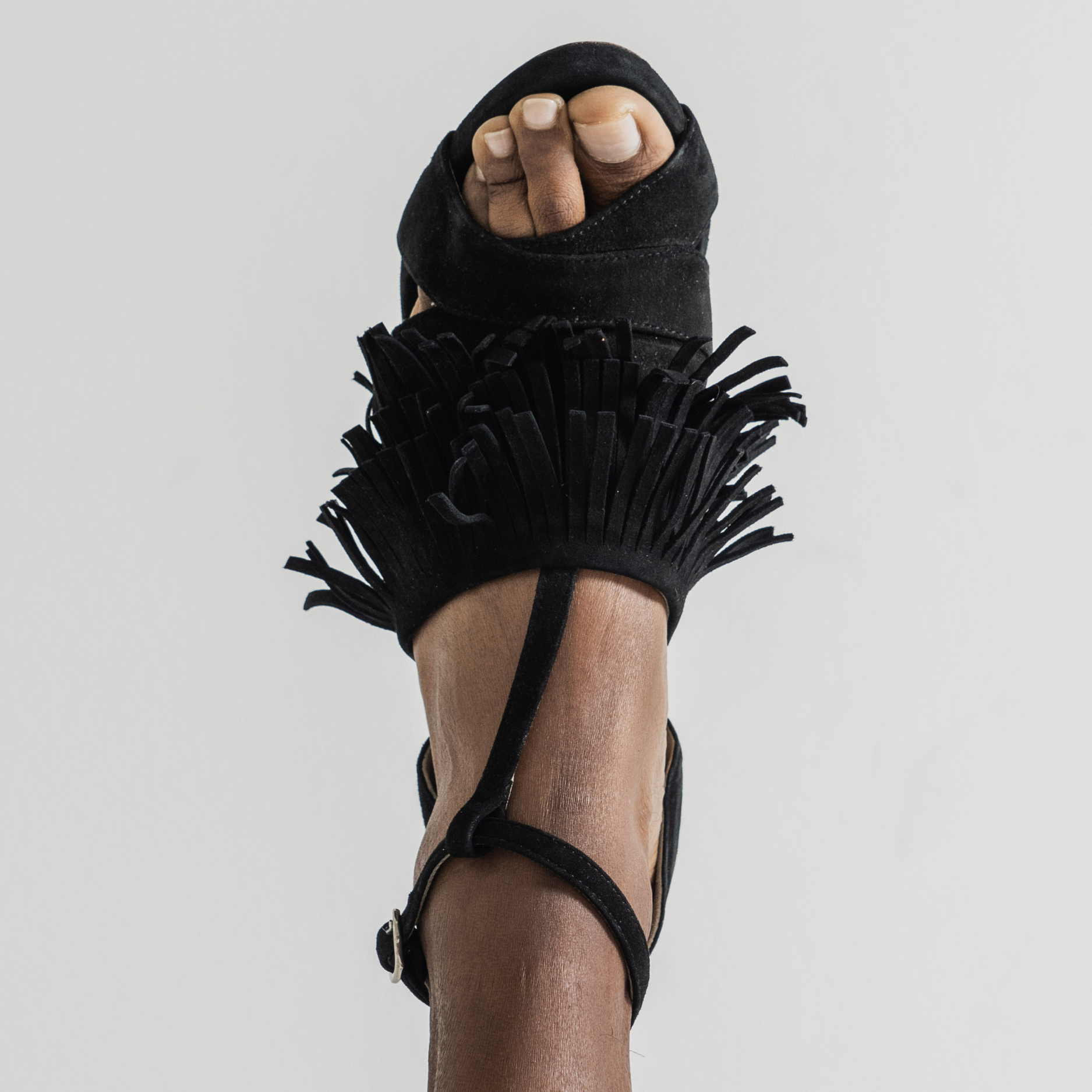 Jackie Suede T-Strap Platform Heels in Black