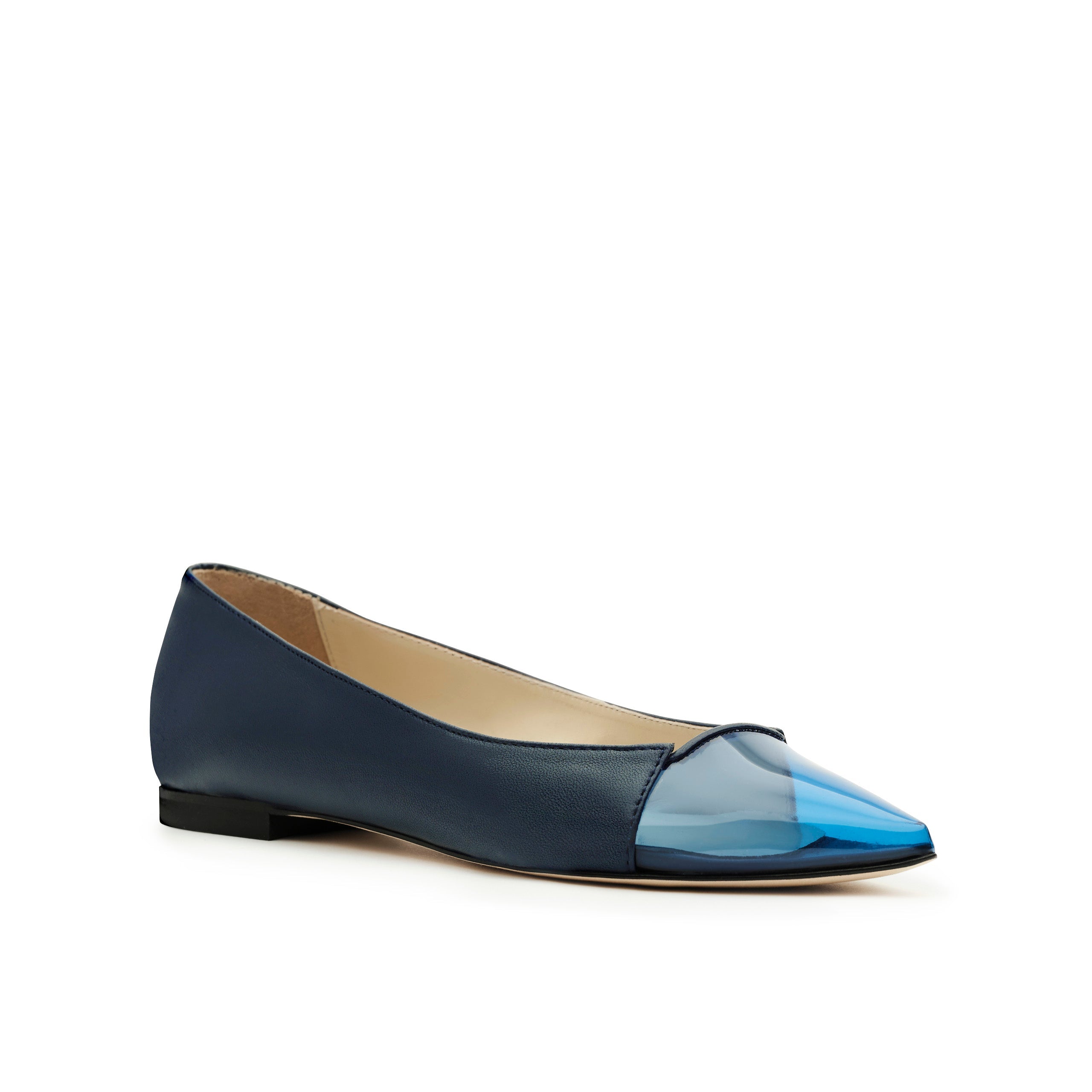 Tiannia Barnes Lady O Bright Blue Leather Ballet Flats