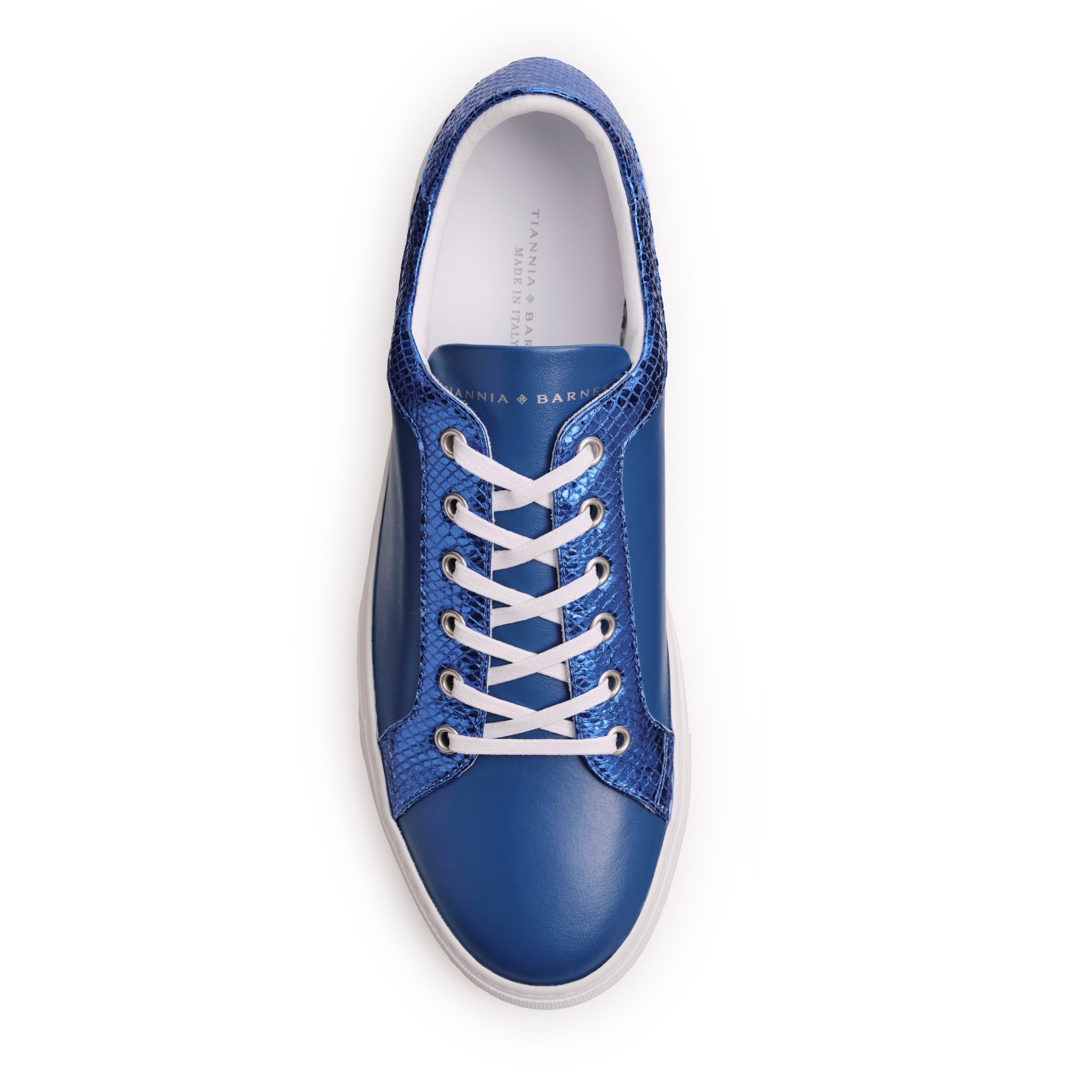 Men’s Billy Leather Low-Top Lapis Blue Sneaker - Tiannia Barnes