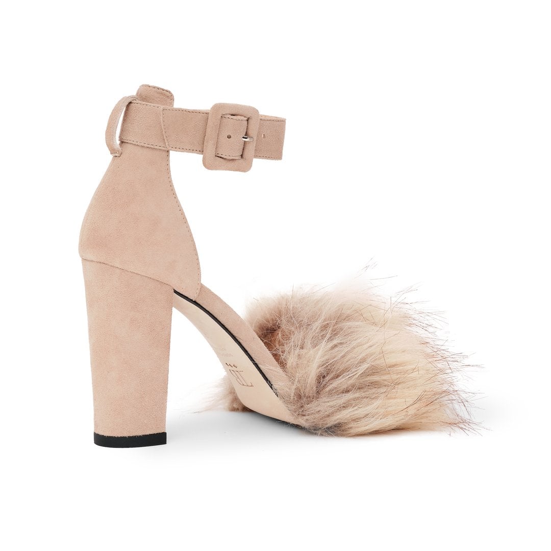 Naomi - Taupe Suede Block Heel Pumps - Tiannia Barnes